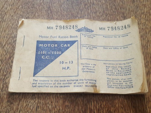 Motor fuel ration book - fuel,