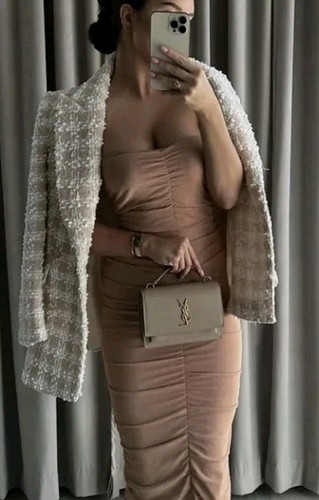 Zara knit bodycon tulle draped - tulle,