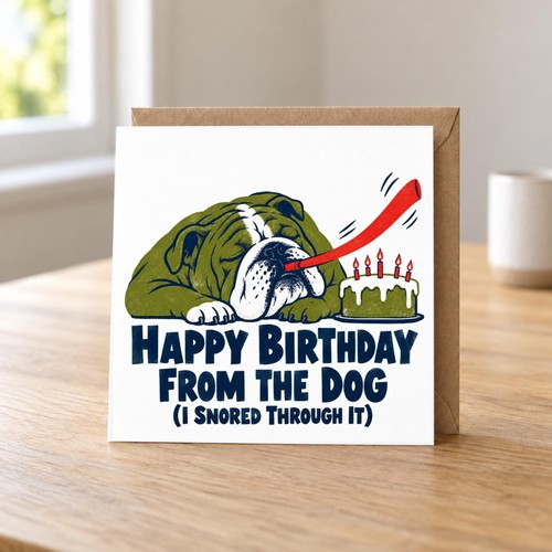 Bulldog birthday card - card,