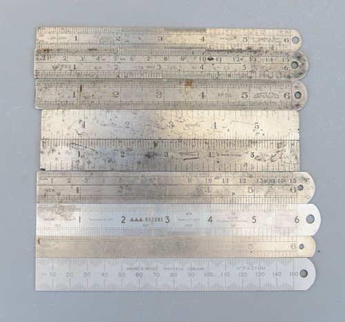 Set vintage steel rule - set,