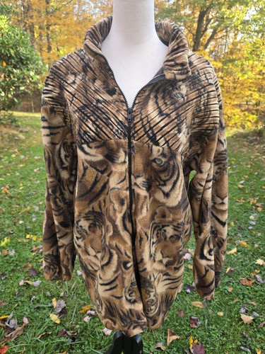 Vintage 90s tiger print fleece - vintage,