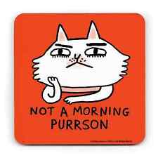 Gemma Correll - Morning Purrson Cat Coaster Great Gift Home 4" x 4"