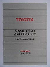 Toyota Price List 1985: Celica Supra, MR2, Space Cruiser,LandCruiser, Corolla 20