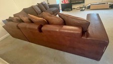 Large Brown Fabric Deep Seated