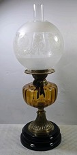 Antique Double Wick Amber Oil