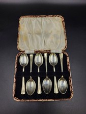 Set Of 6 Art Deco Silver-plated Teaspoons, Boxed, Thomas Turner & Co