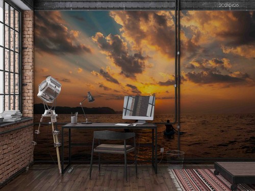 Ocean sunset kayak - 3d,