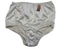 Kmart Vintage * 7 * Sheer White Nylon Lace Trim Brief Panty Double Cotton Gusset