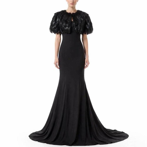Black feather bolero - feather, shrug
