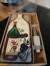 Pottery Cheese Board and Stainless Steel Cutlery Set for Home Kitchen