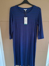 Joules Casey dark blue & navy stripe jersey midi dress UK 14 New with tag unworn