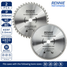 2 Pack 305mm x 40T 80T TCT