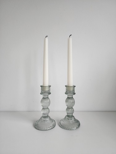 Pair glass candelabras - of,