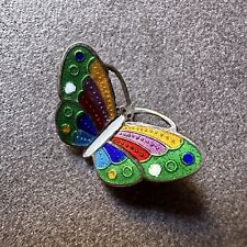 VINTAGE THAI SIAM STERLING SILVER MULTICOLOR ENAMEL BUTTERFLY PIN BROOCH