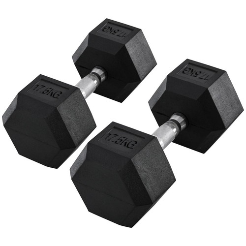 2x17 5kg rubber dumbbell - rubber,