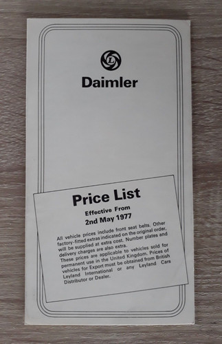 Daimler price list - daimler,