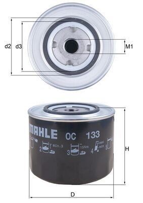 Mahle 133 oil filter - mahle, fits