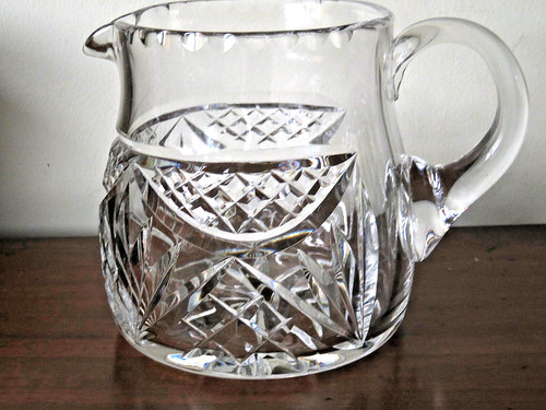 Large heavy vintage cut - cut, glass