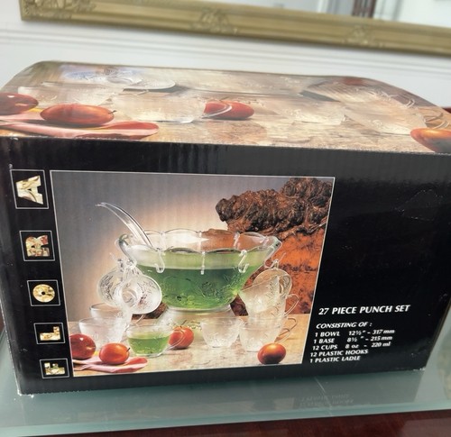 Vintage glass punch bowl - glass, set