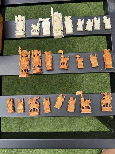 Hand carved vintage chess - hand-carved,