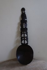 Large Carved Dark Wood Spoon