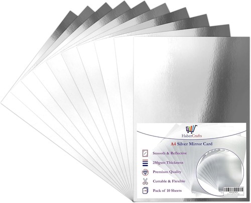 Silver mirror card 250gsm - silver, a4