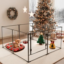 Large Dog House Spacious Clear Acrylic Playpen Animals Whelping Fence w/8 Panels
