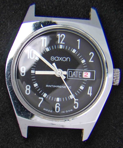 Saxon germany black dial date - saxon,