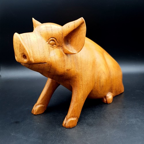 Hand carved pig suar wood - pig,