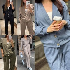 Women Tracksuits Set 2PCS Cardigan Top+Pants Lounge Wear Ladies Loungewear Suit*