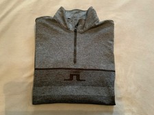 J LINDEBERG MENS TOP GOLF LONG SLEEVED GREY  SIZE MEDIUM QUARTER ZIP VGC 
