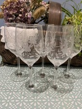6 Vintage Stuart Crystal Cascade wine  Glasses 22cm Tall and  7cm across