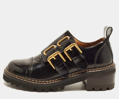 Chloe black brogue shoes - black,