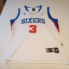 Vintage #3 Allen Iverson Sixers NBA Basketball  White Adidas Jersey Size Large 