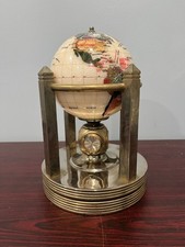 Antique Precious Gemstone World Globe With Clock, Hydrometer, & Temp