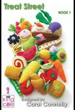 King Cole TREAT STREET KNITTING PATTERN BOOK Cakes & Fruit etc DK Carol Connelly