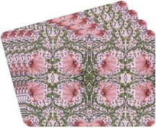 OFFICIAL WILLIAM MORRIS PIMPERNEL SET OF 4 CORK BACKED PLACEMATS TABLE MATS