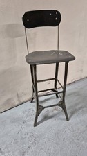 Vintage Tan-Sad Industrial Machinists Factory Chair Metal Stool 