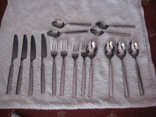 Cutlery set 4 place setting. Stainless steel knives, forks, spoons & Teaspoons
