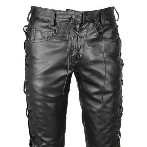 Men black lace leather - men's,