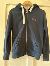 Superdry Ladies Jacket With Hood In Medium Navy With Fleece Lining