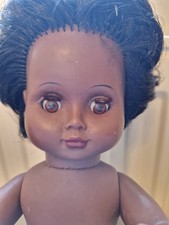 Black Doll Vintage Pretty Face& Gorgeous Hair 12 "