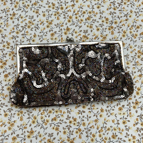 Bronze sequin clutch bag - bronze,