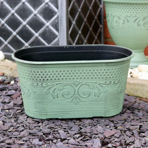 Patina trough planter green - trough,