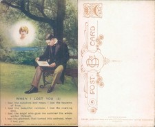 Man on bench with romantic memory Bamforth Co Sentimental