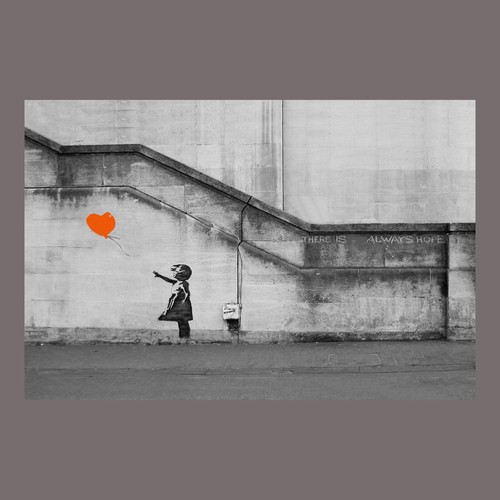Banksy girl hope - banksy, orange