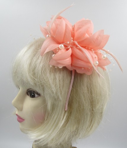 Flower feather hair fascinator - feather,