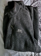 Weird Fish Mens Rosston Full Zip Grid Fleece Jacket Size 2XL Washed Black