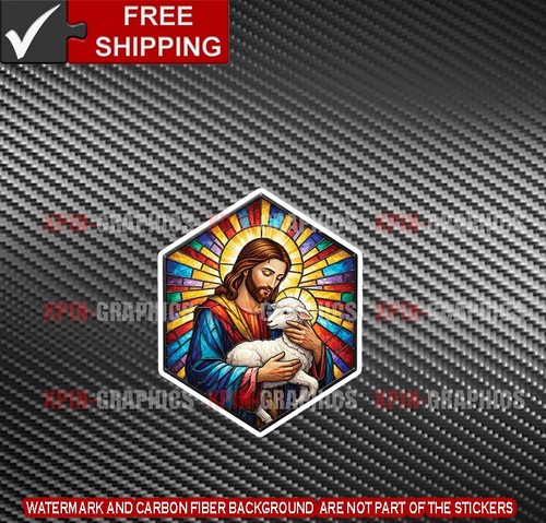 Jesus faux stained glass - glass, lamb
