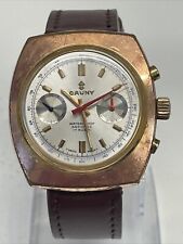 Cauny Gents Vintage Valjoux 7733 Chronograph Watch -1970s Panda Dial-Rose Plated